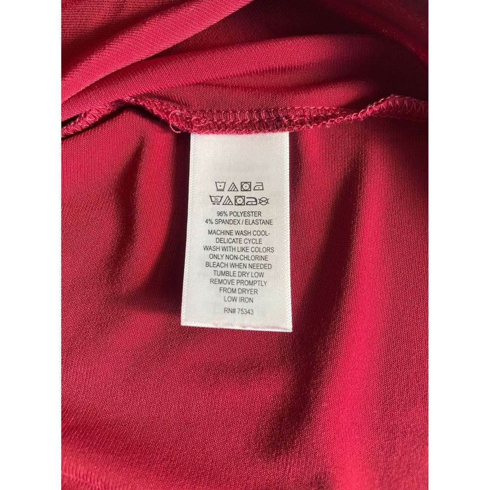 Tahari Womens XL Burgundy Red Button Cuff Long Sleeve Blouse Stretch Top - Picture 13 of 13